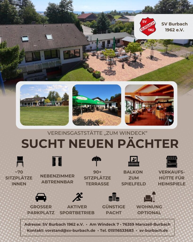 Neuer Pächter für Vereinsgaststätte gesucht