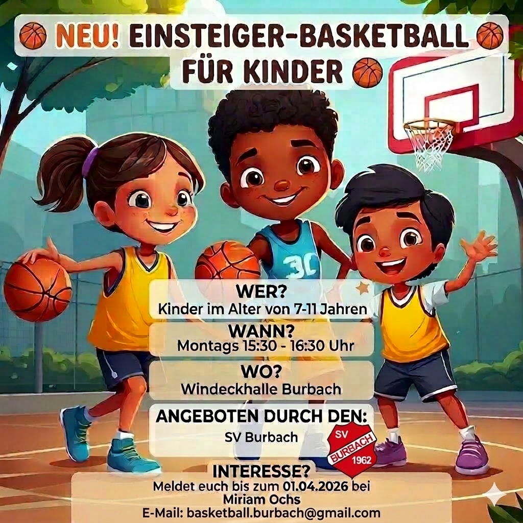 🏀 Bedarfsabfrage für eine Einsteiger Basketballgruppe für Kinder beim SV Burbach 🏀