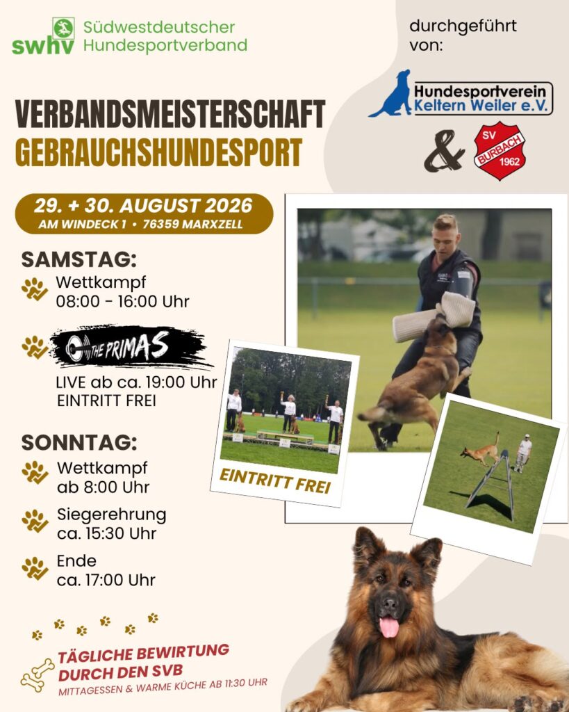 Poster mit Informationen zur Veranstaltung Verbandsmeisterschaften Gebrauchshundesport beim SV Burbach